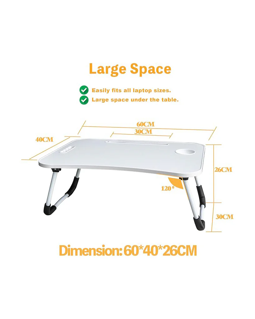 Laptop Desk Tray with Foldable Legs & Cup Slot White - Image 5