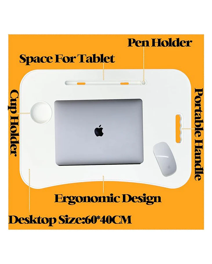 Laptop Desk Tray with Foldable Legs & Cup Slot White - Image 6