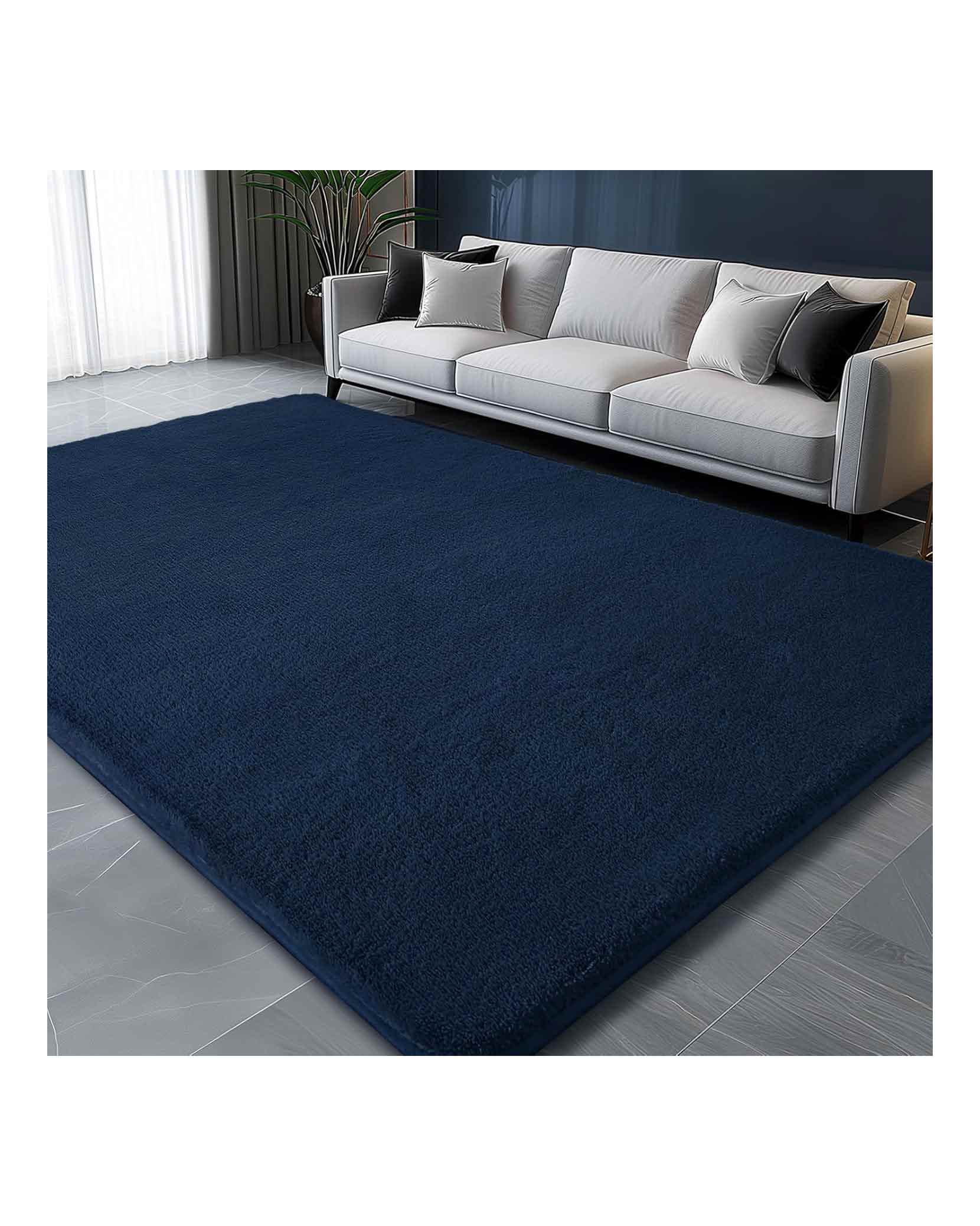 Large Carpet Rug 200 x300 cm Navy Blue - Image 2