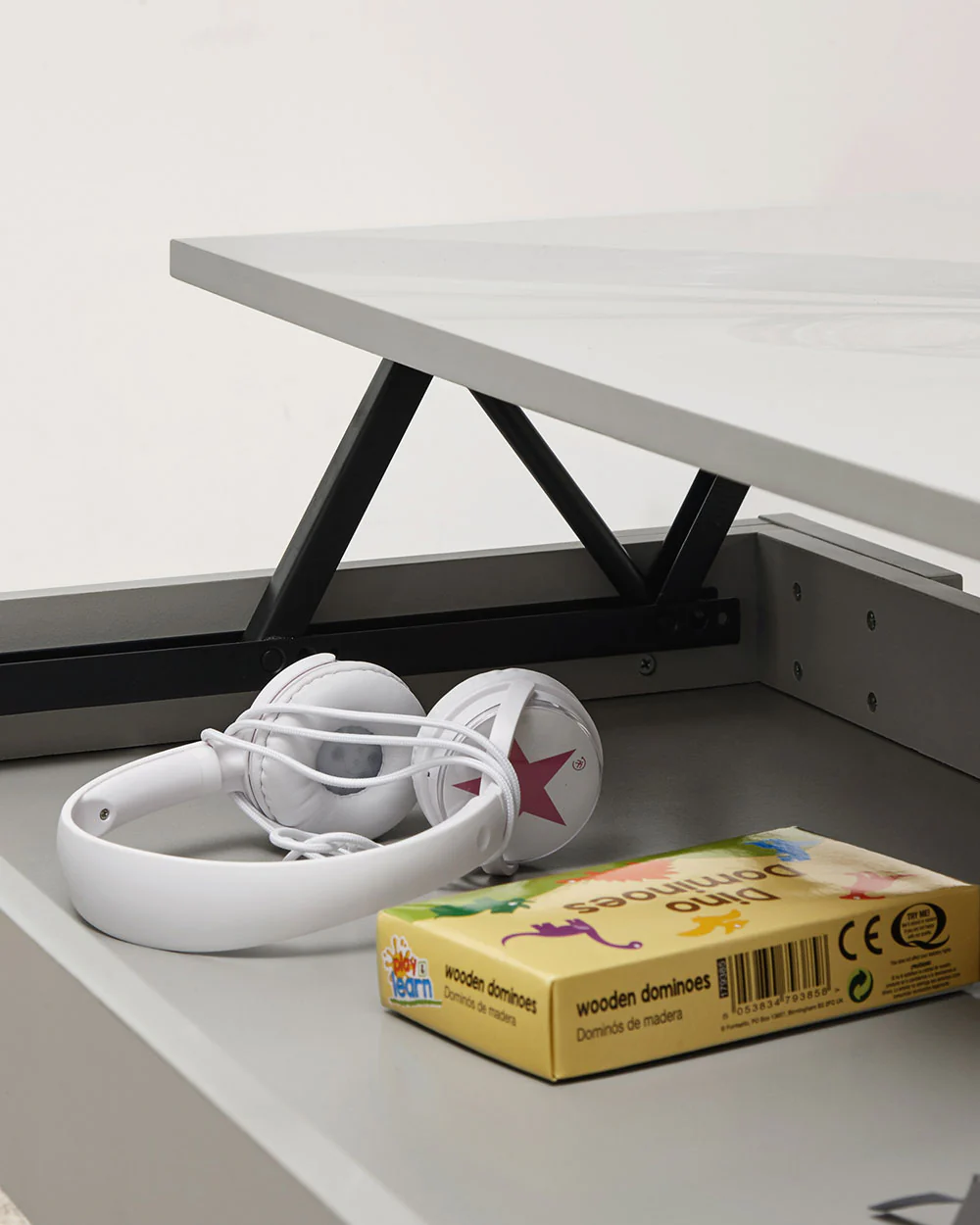 Lift Up Coffee Table Wooden Storage Modern Grey - Image 5