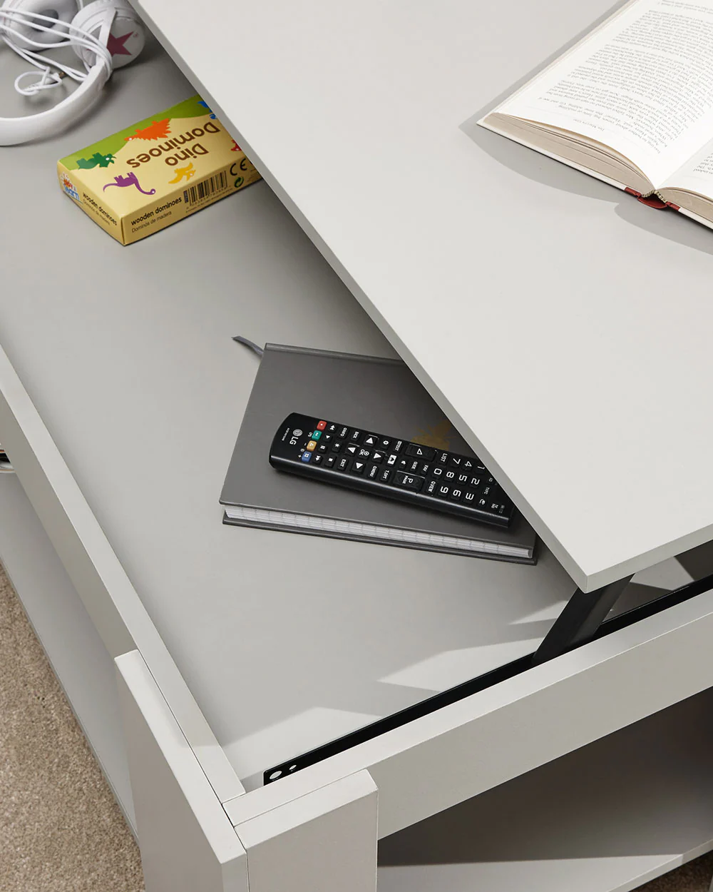 Lift Up Coffee Table Wooden Storage Modern Grey - Image 6