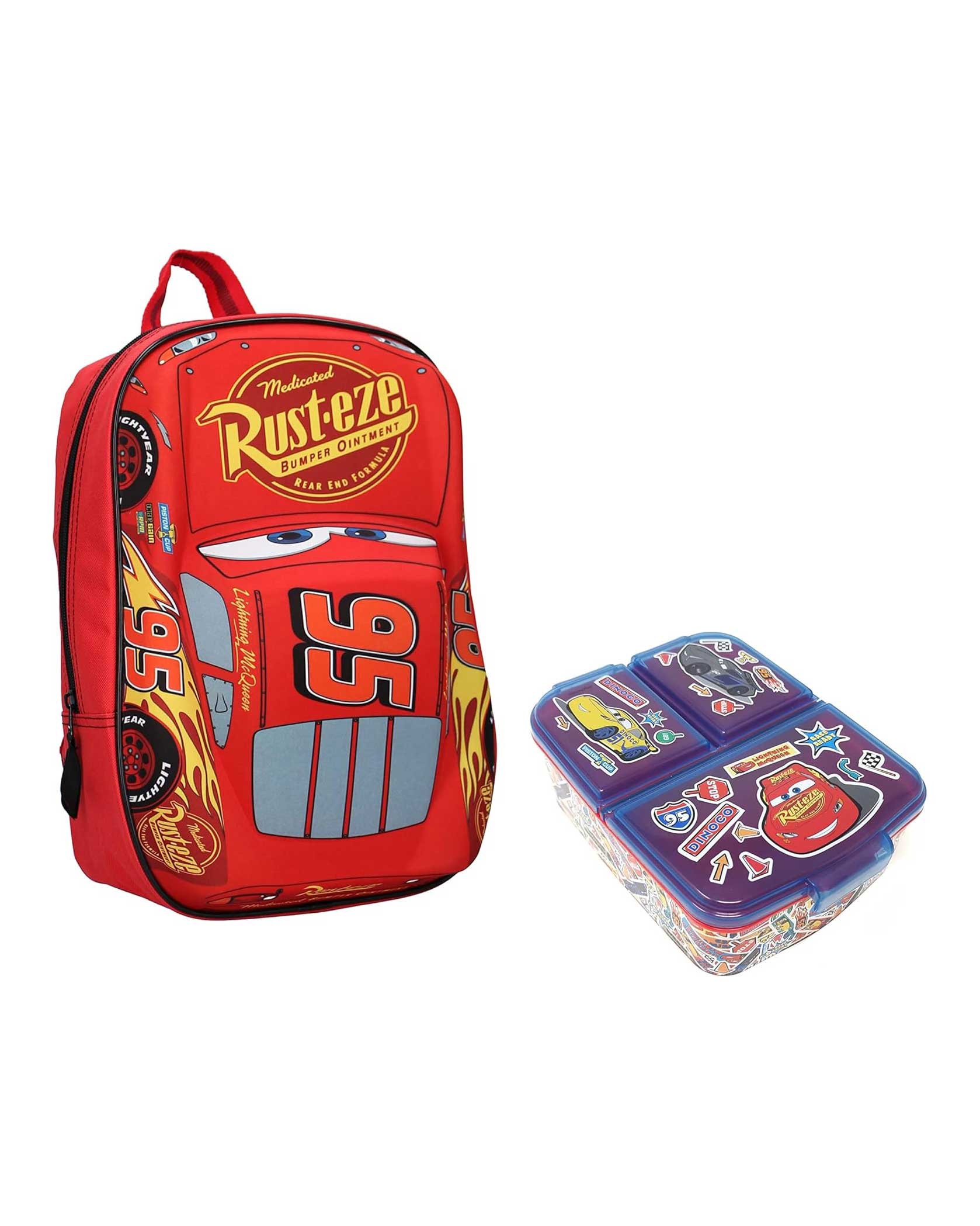 Lightning McQueen 3D Effect Backpack  Lunch Box