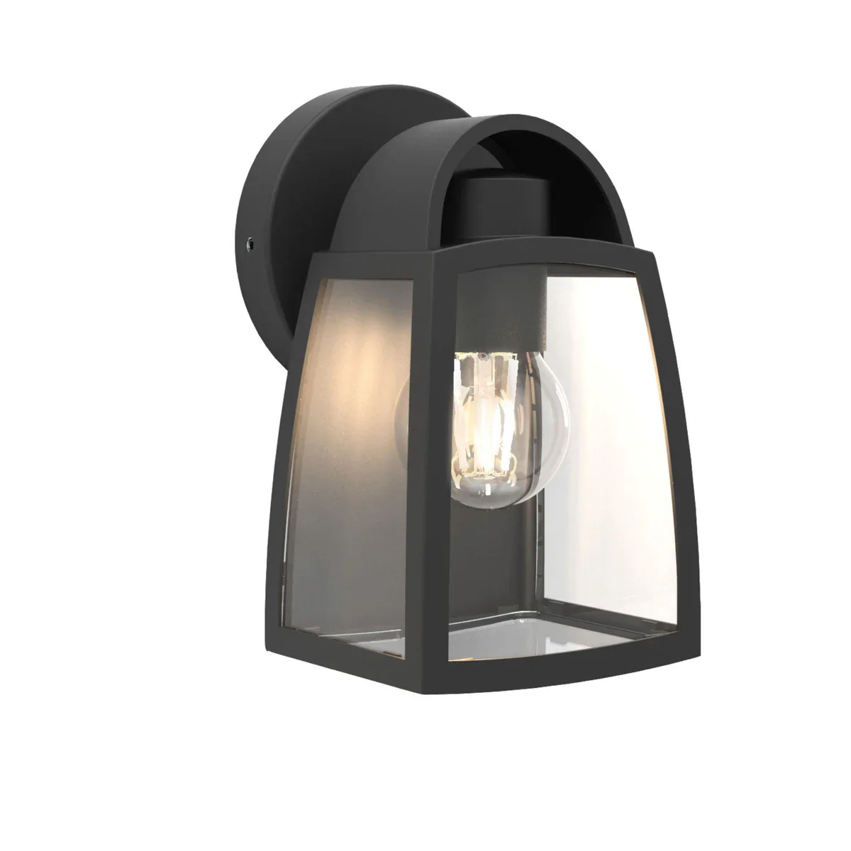 Lutec Kelsey IP44 Outdoor Wall Light Black Clear Glass