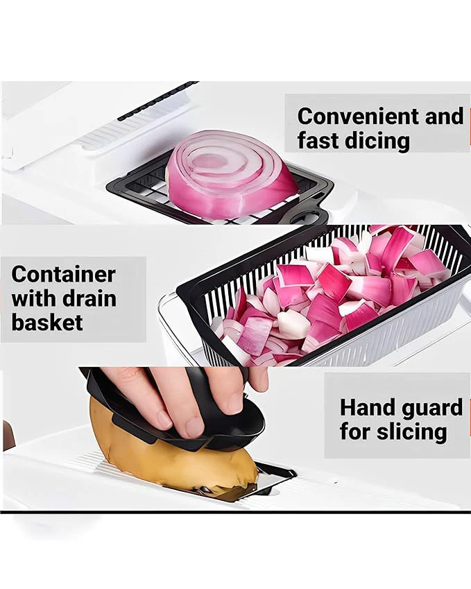 MEHROSH 9-in-1 Manual Vegetable Chopper Dicer White Black - Image 2
