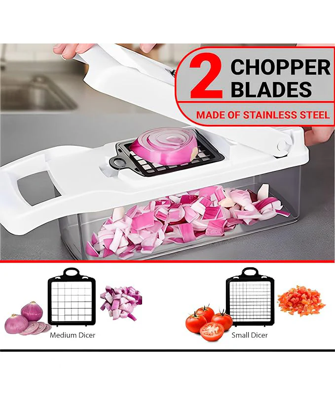 MEHROSH 9-in-1 Manual Vegetable Chopper Dicer White Black - Image 4