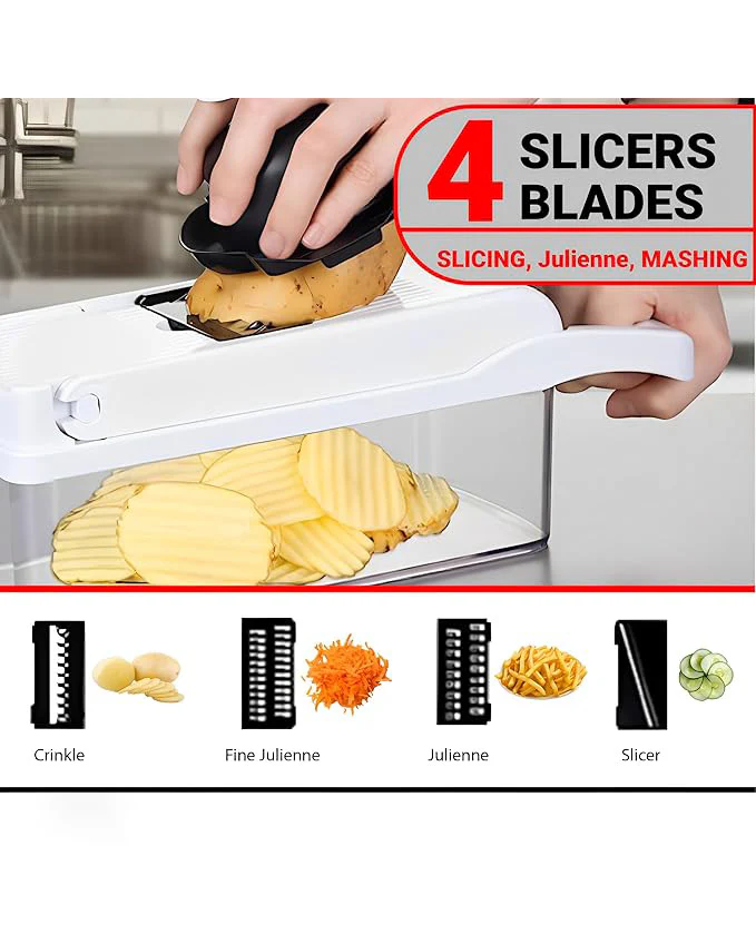MEHROSH 9-in-1 Manual Vegetable Chopper Dicer White Black - Image 5