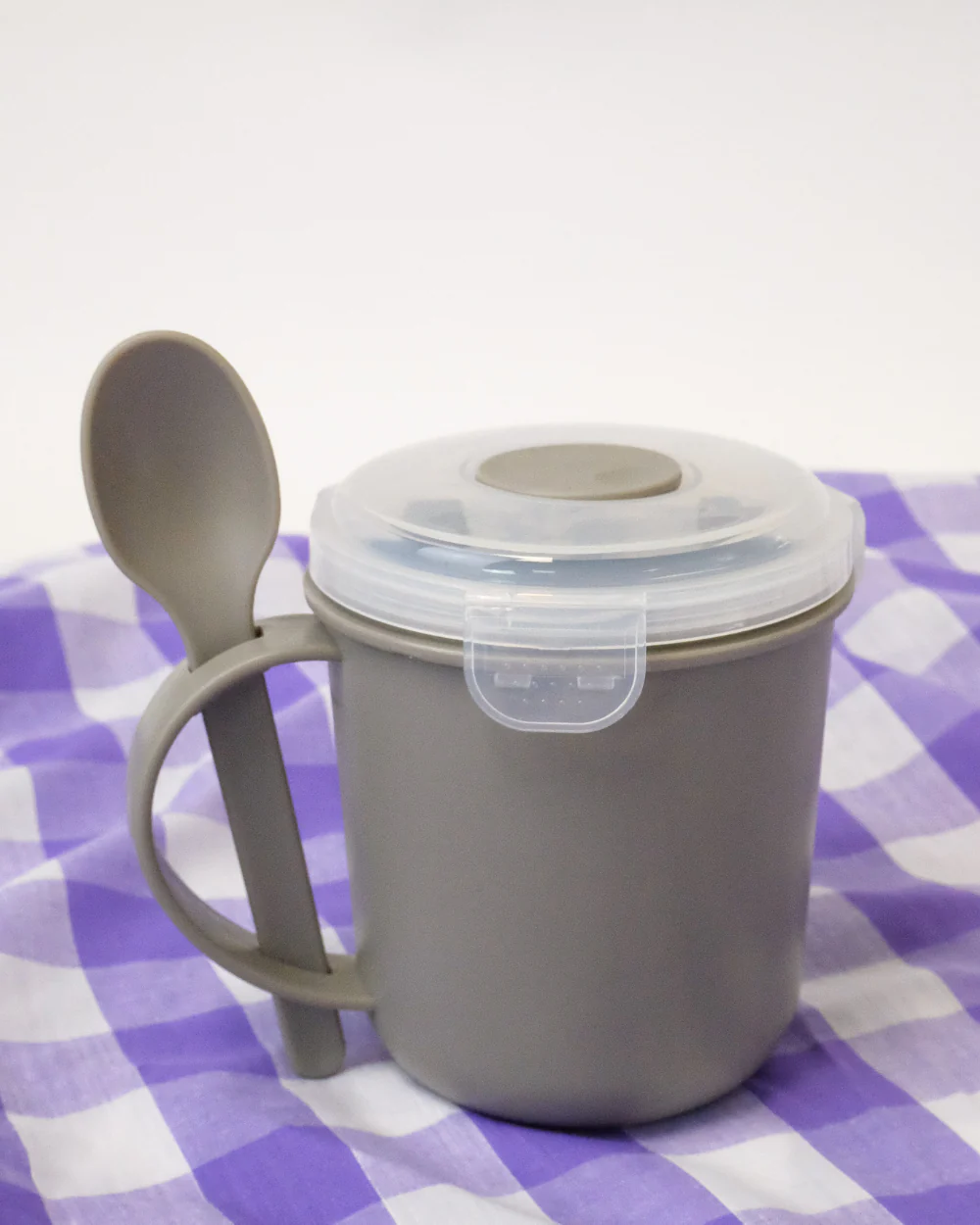 Microwavable Soup Mug With Spoon Grey - Image 2