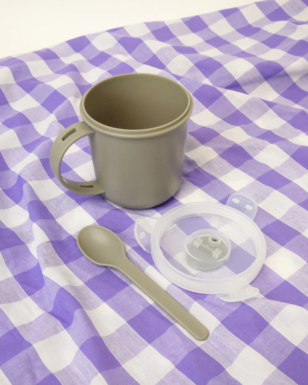 Microwavable Soup Mug With Spoon Grey - Image 3