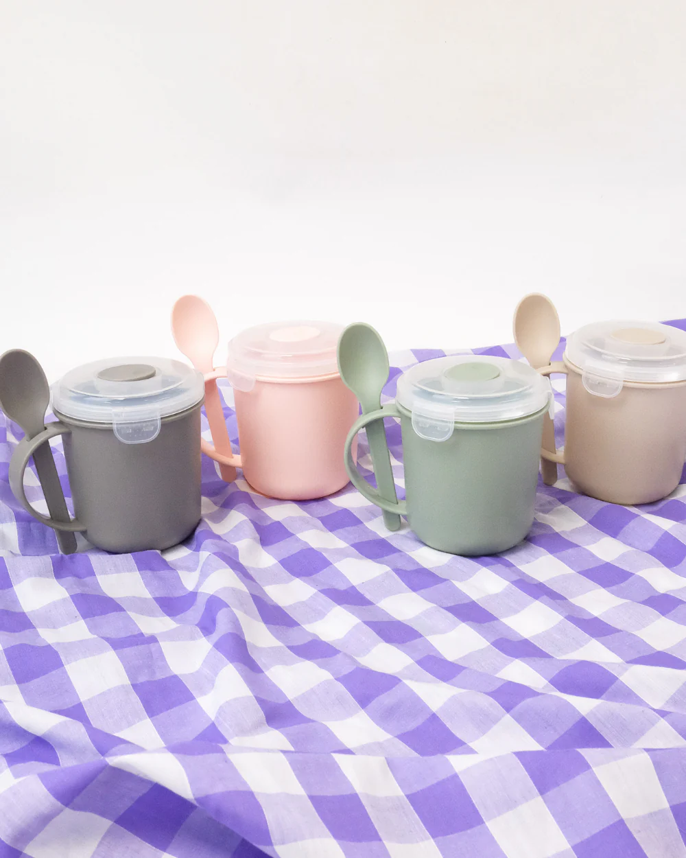Microwavable Soup Mug With Spoon Grey - Image 4