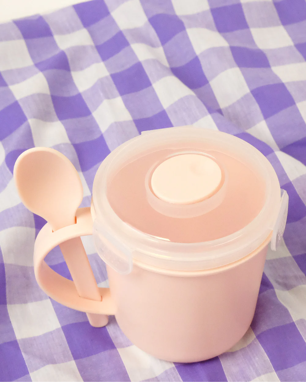 Microwavable Soup Mug With Spoon Pink - Image 3