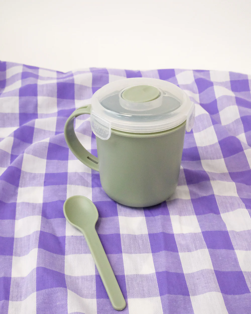 Microwavable Soup Mug With Spoon Sage - Image 2
