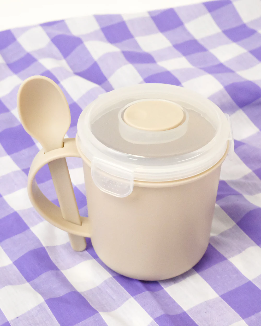 Microwavable Soup Mug With Spoon Taupe - Image 2