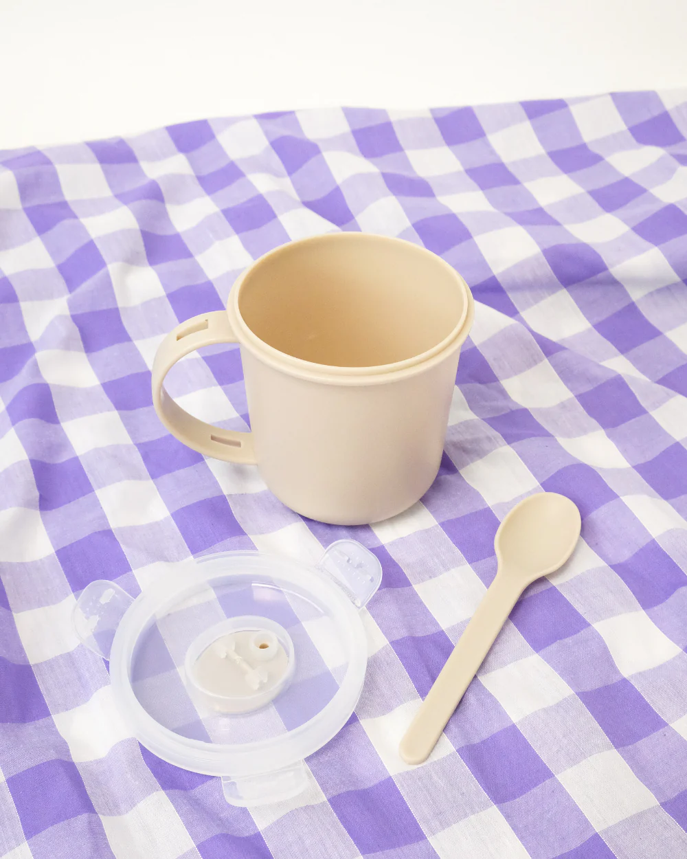 Microwavable Soup Mug With Spoon Taupe - Image 3