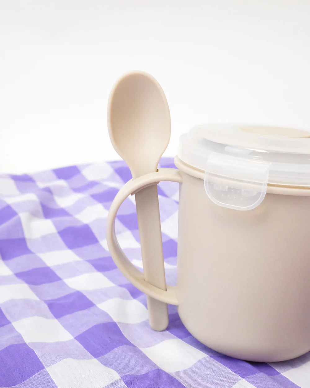 Microwavable Soup Mug With Spoon Taupe - Image 4