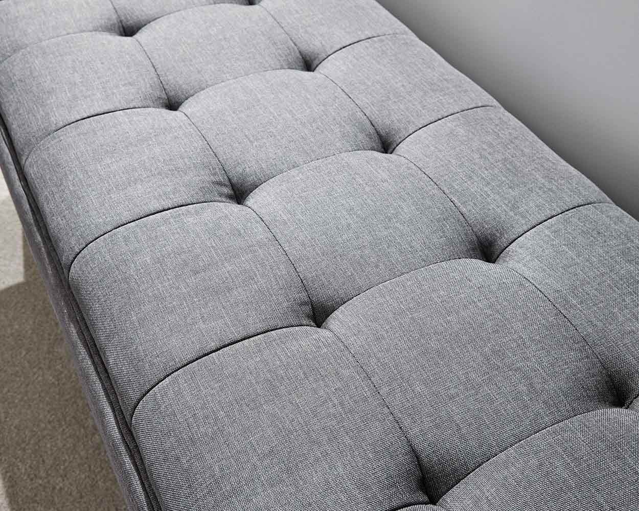 Milan Fabric Upholstered Bench, Dark Grey - Image 4
