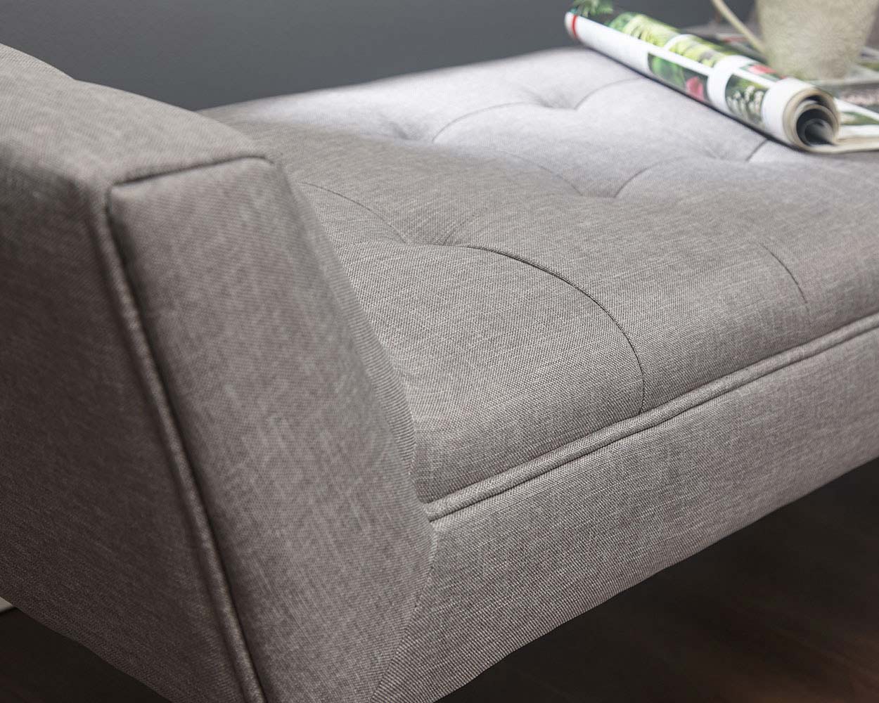 Milan Fabric Upholstered Bench, Grey - Image 5