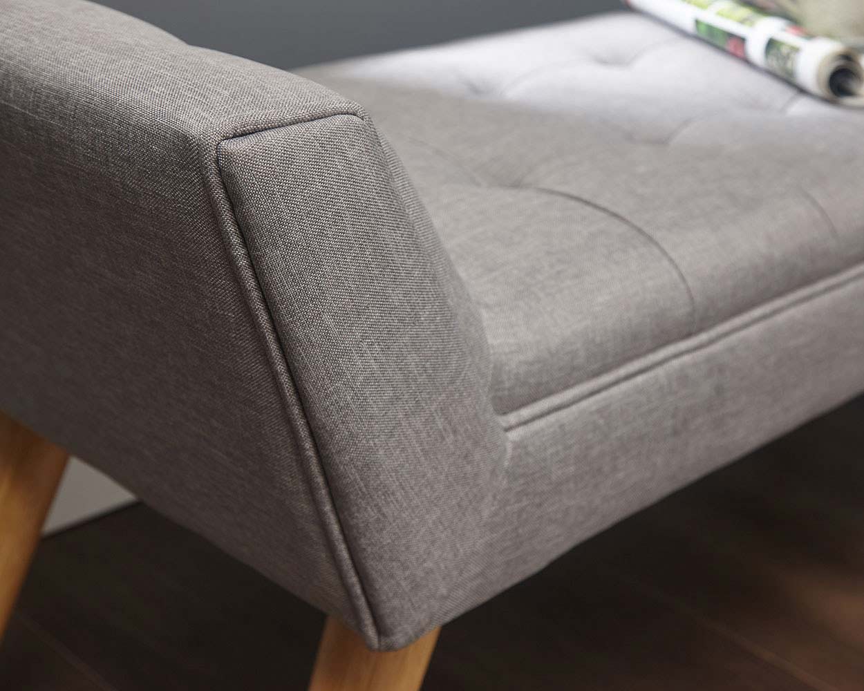 Milan Fabric Upholstered Bench, Grey - Image 6