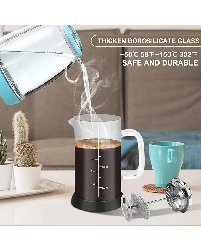 Mini French Press Coffee Maker 12oz Stainless Steel Glass - Image 6