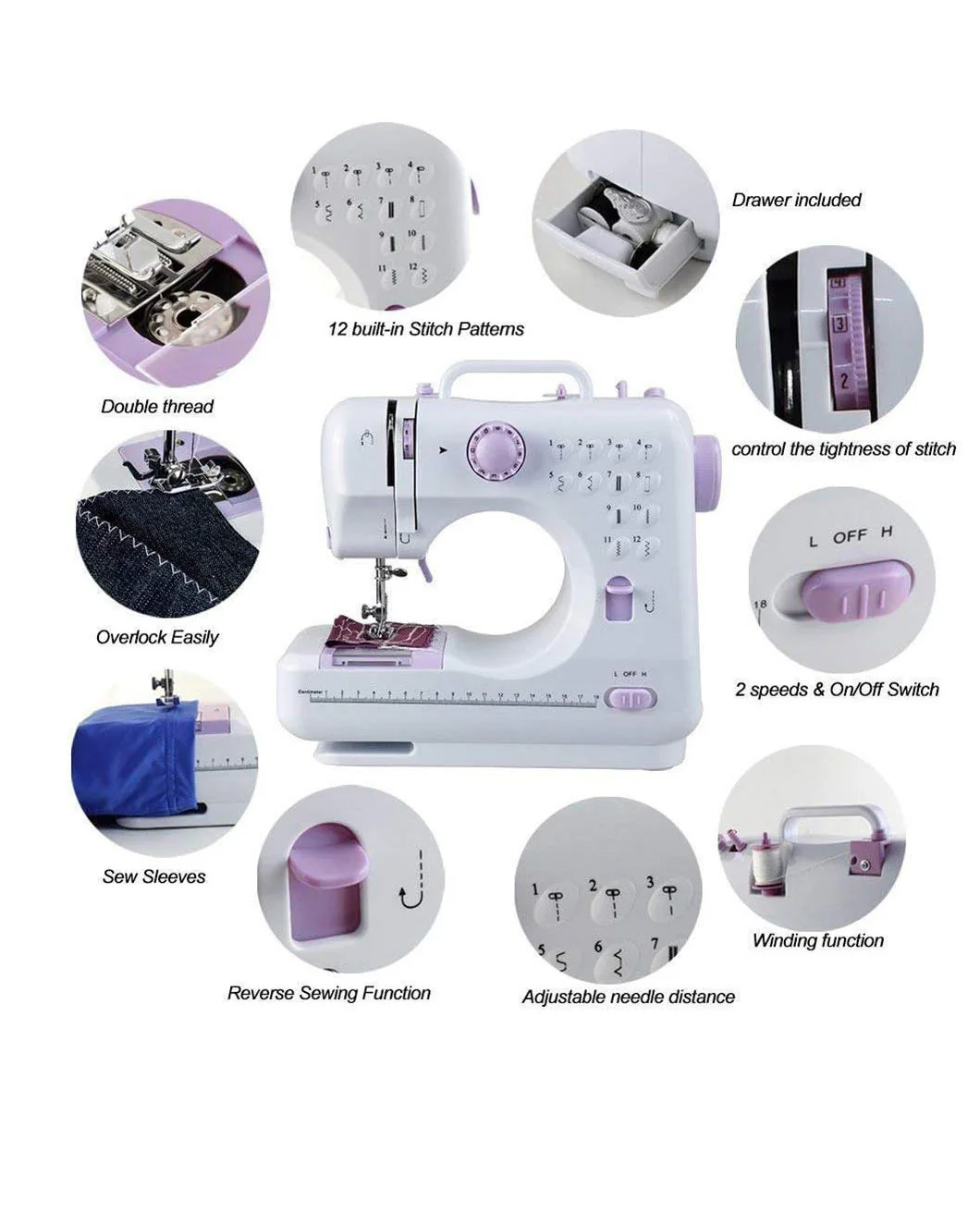Mini Portable Sewing Machine Electric 12 Stitch Multi-Function - Image 6