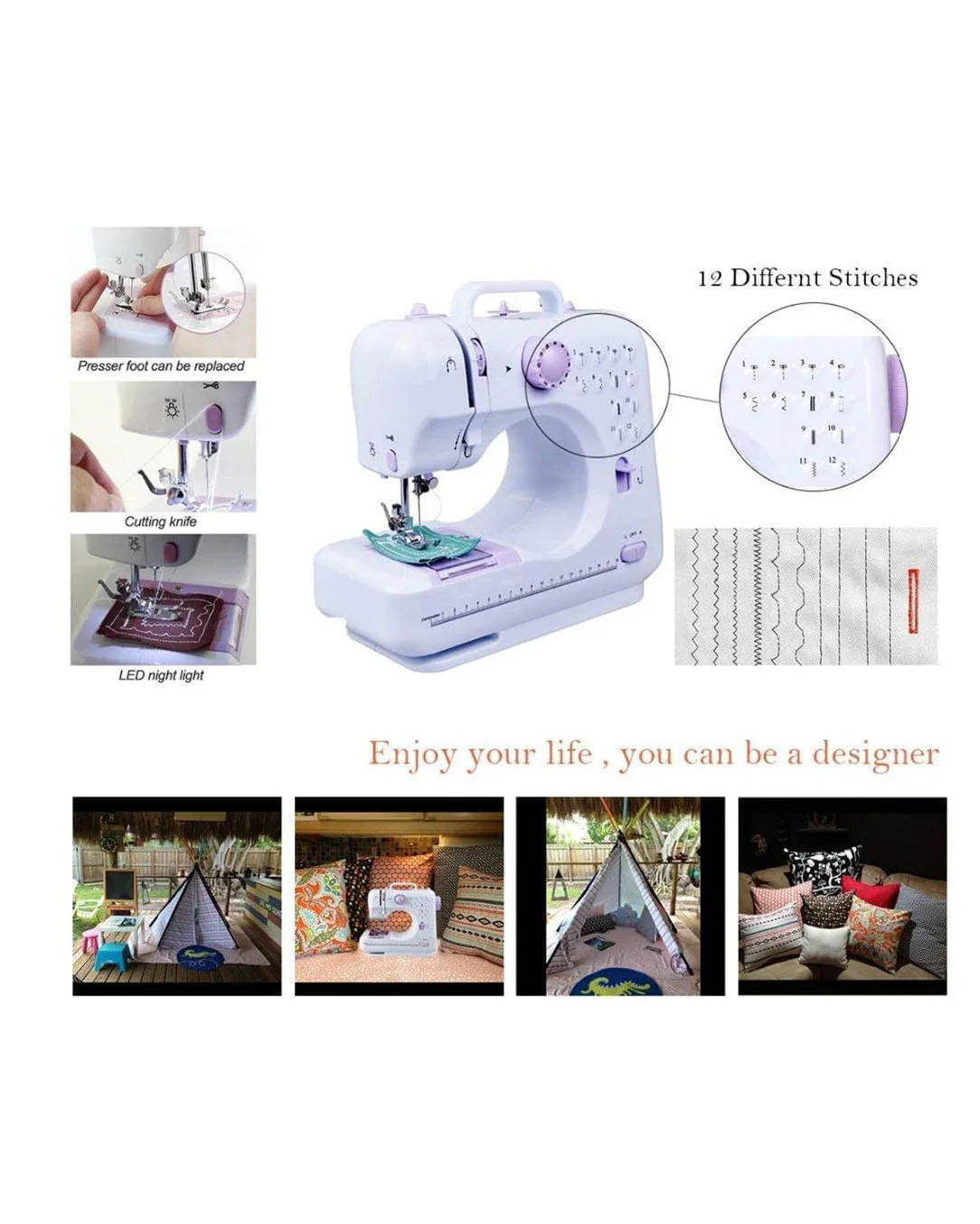 Mini Portable Sewing Machine Electric 12 Stitch Multi-Function - Image 7