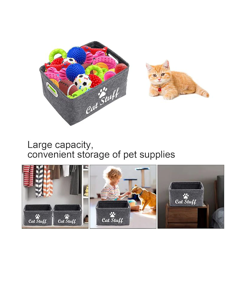 Morezi Felt Pet Toy Accessory Storage Basket Grey - Image 5