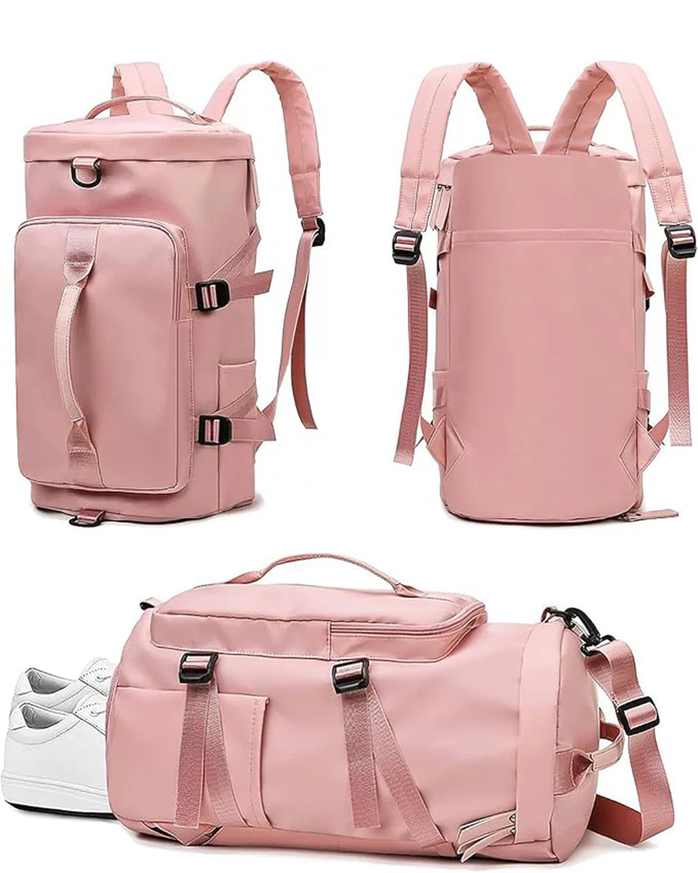 Multi Functional Gym Travel Bag Pink Rucksack Holdall - Image 4