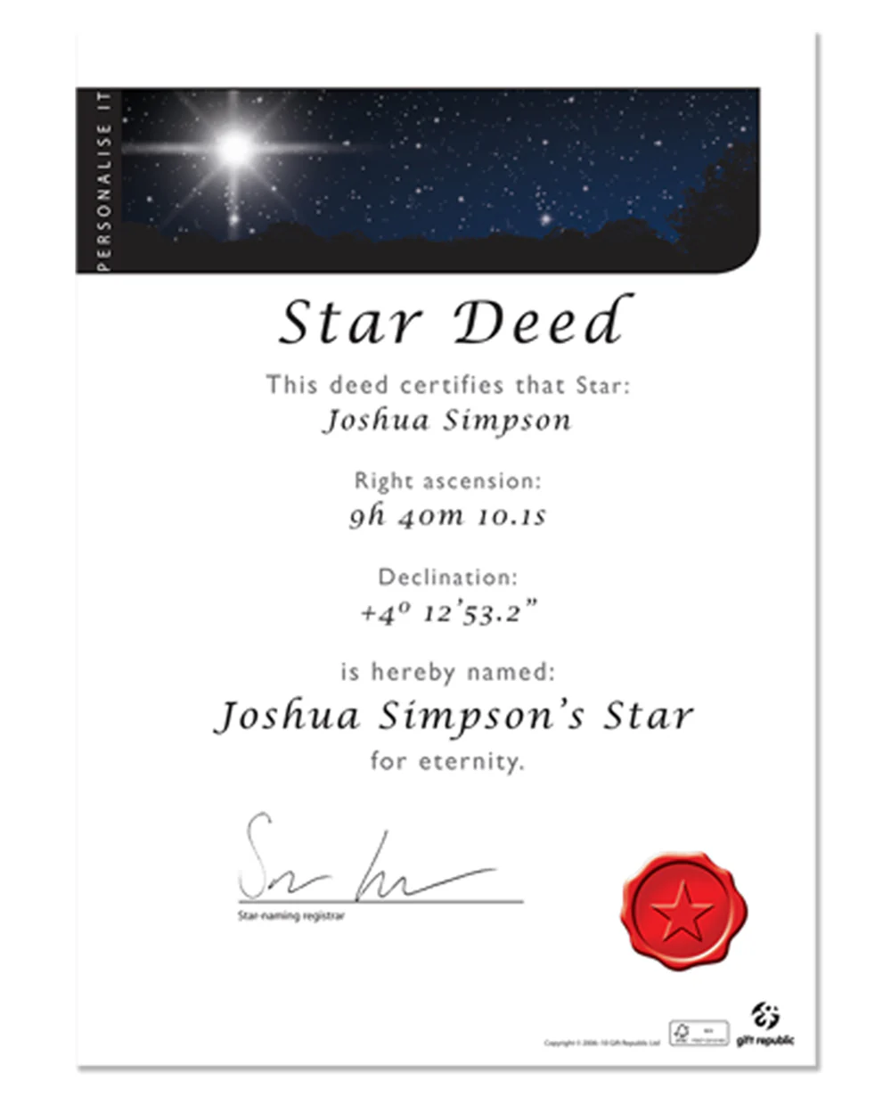 Name A Star Gift Package Present - Image 3