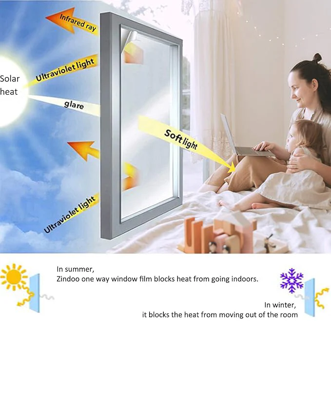 One Way Mirror Window Privacy Film Silver 90 x 200cm - Image 2