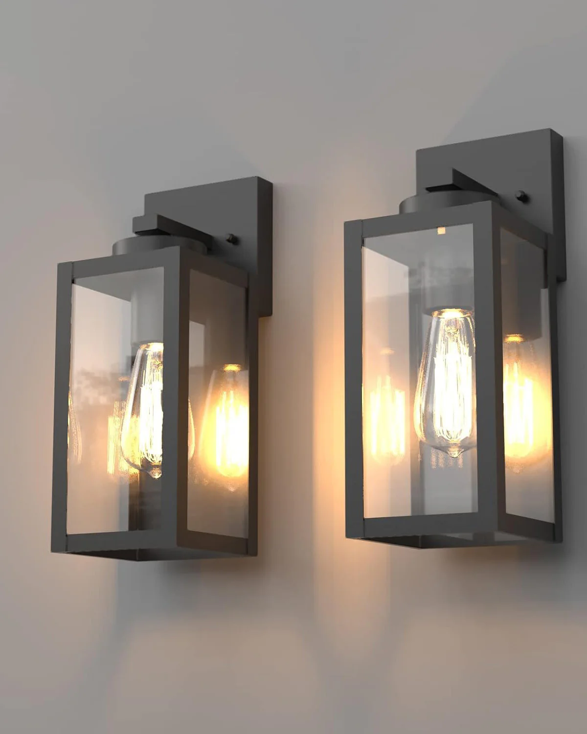 Outdoor Wall Lights Exterior Light Fixture IP44 2Pk Black