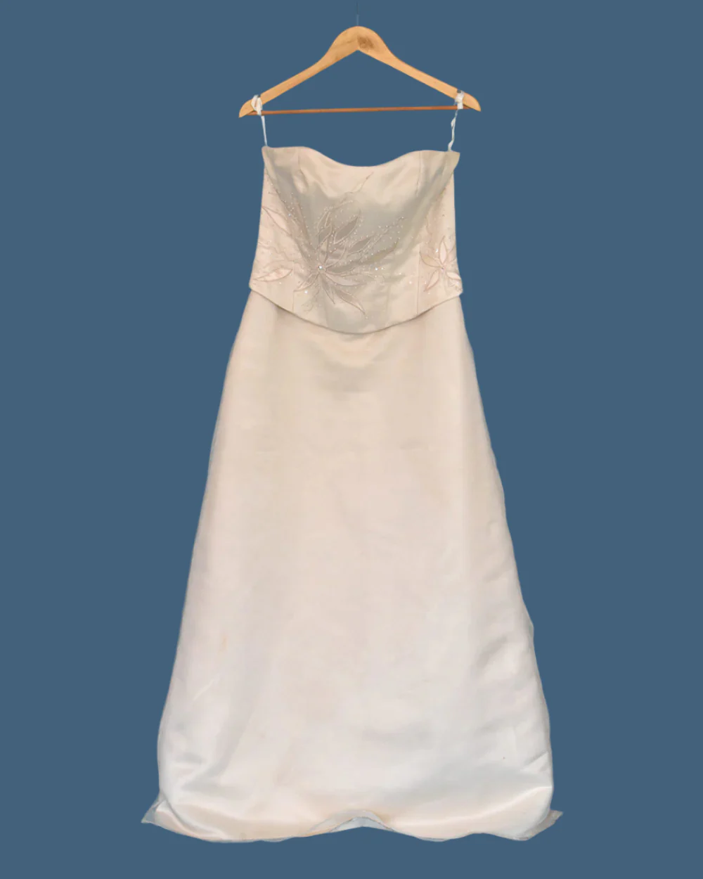 Pale Gold Strapless Bodice Wedding Dress Size 14