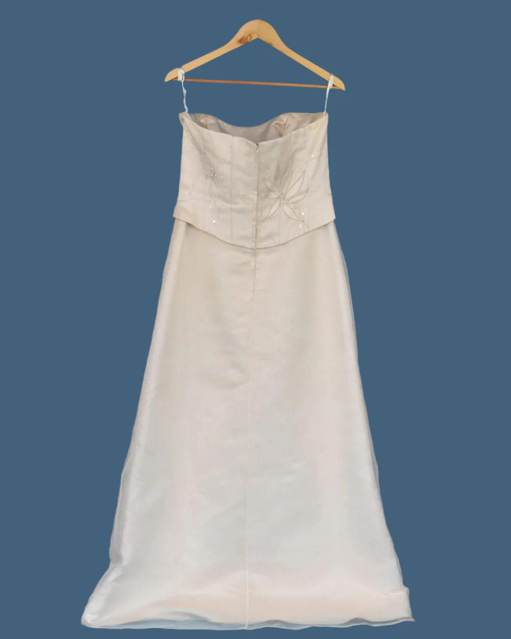 Pale Gold Strapless Bodice Wedding Dress Size 14 - Image 2