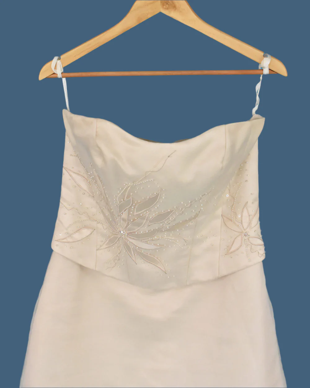 Pale Gold Strapless Bodice Wedding Dress Size 14 - Image 4
