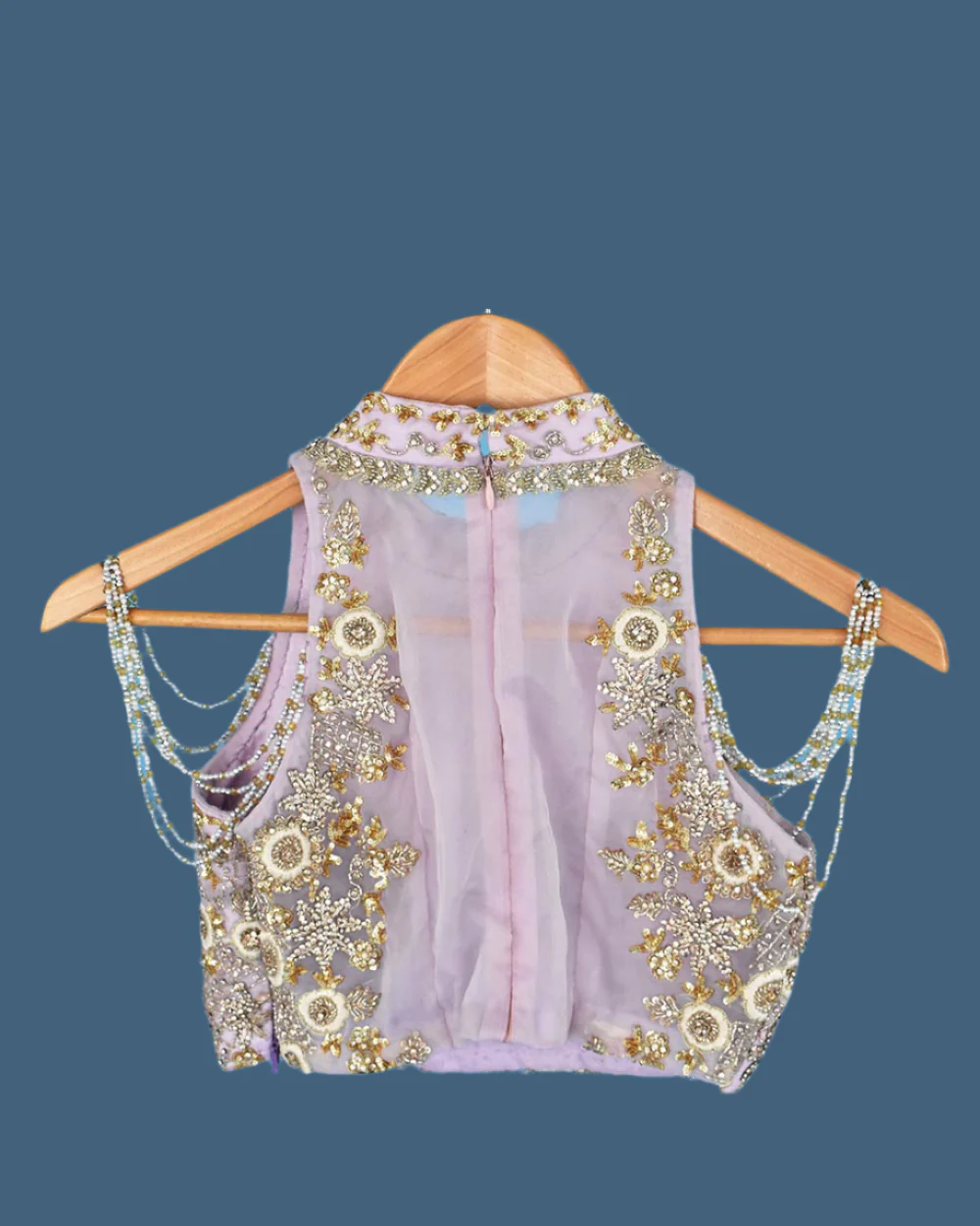 Pale Pink Asian Wedding Bodice Skirt Shawl - Image 5