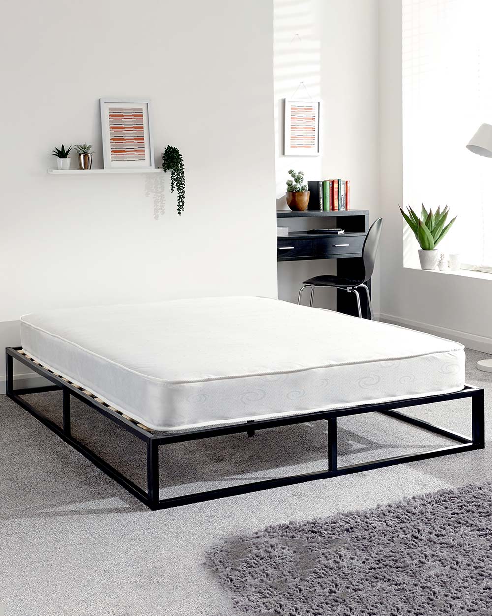 Platform Double Bed 135cm Black - Image 6