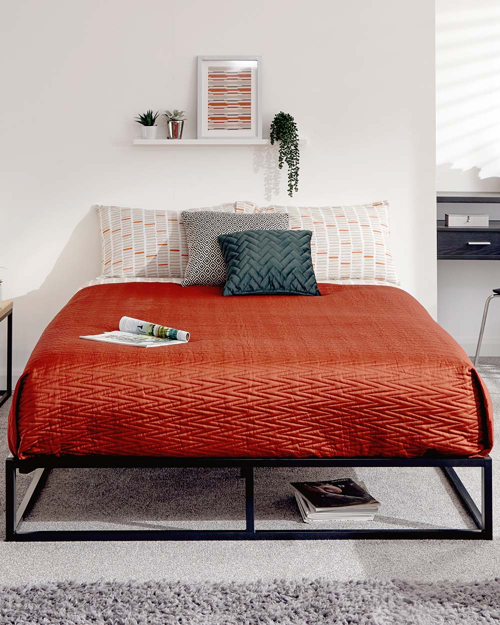 Platform Small Double Bed 120cm Black - Image 2