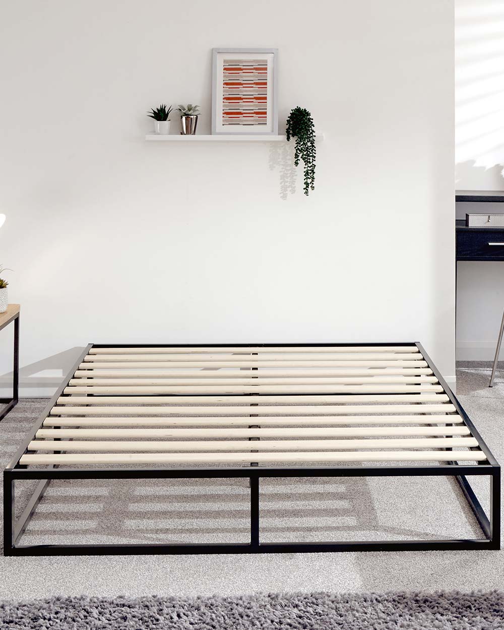 Platform Small Double Bed 120cm Black - Image 7