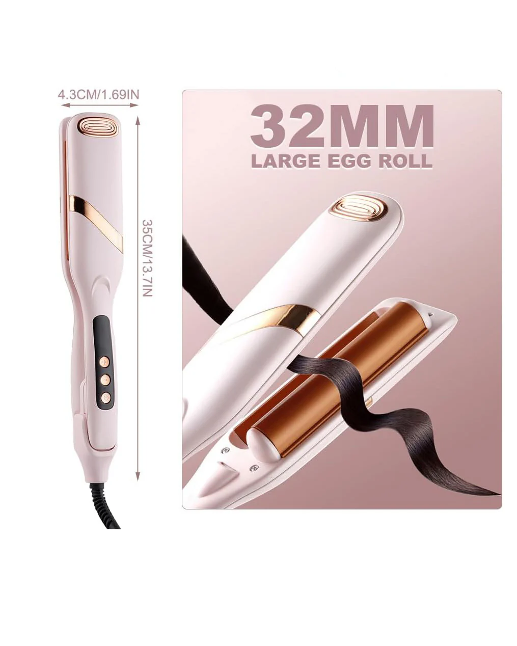 Professional Crimping Iron 32mm Wave Pink - Image 2
