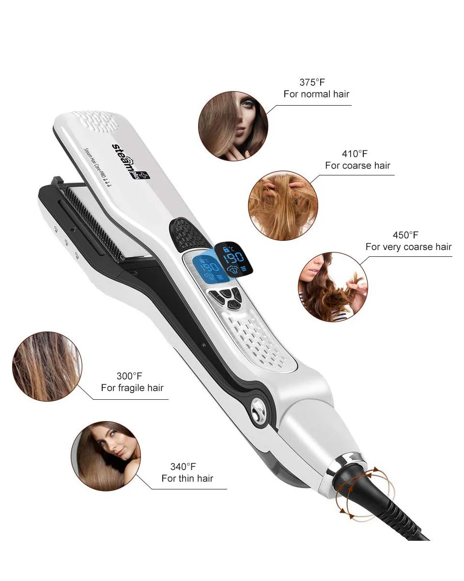 Professional Tourmaline Ceramic Steam Iron for Hair - Image 2