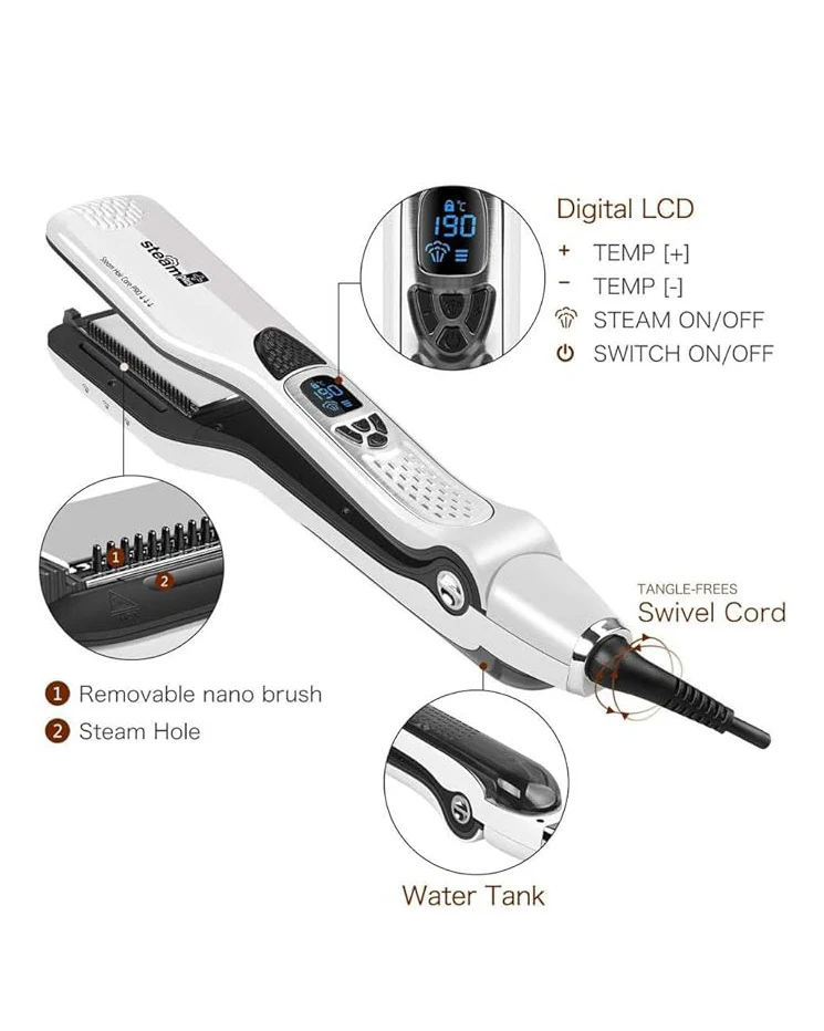 Professional Tourmaline Ceramic Steam Iron for Hair - Image 7