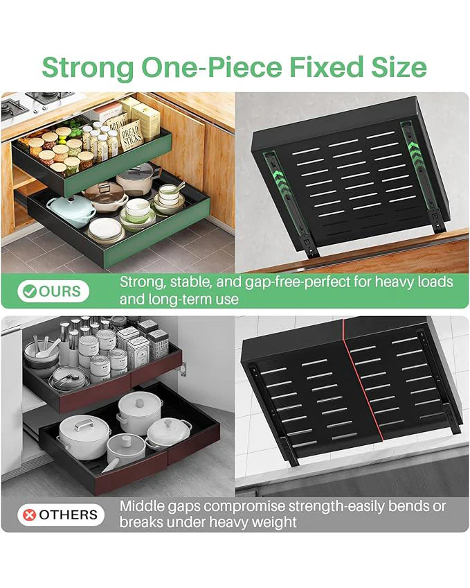 Pull Out Cabinet Organiser Heavy Duty Drawer Black 1pc - Image 5