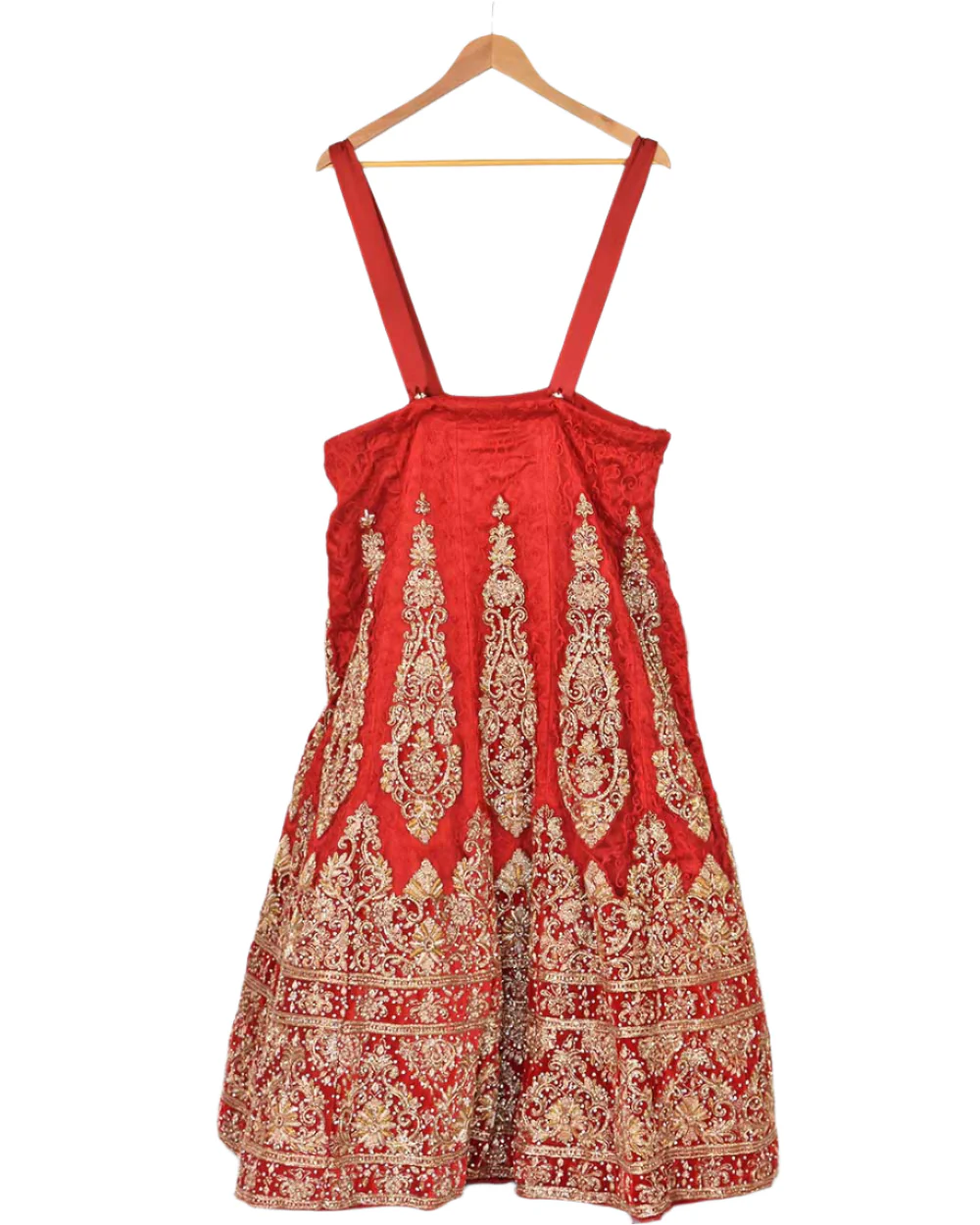 Red 3 Piece Bridal Peplum Lehenga Dupatta Size 12-14 - Image 10