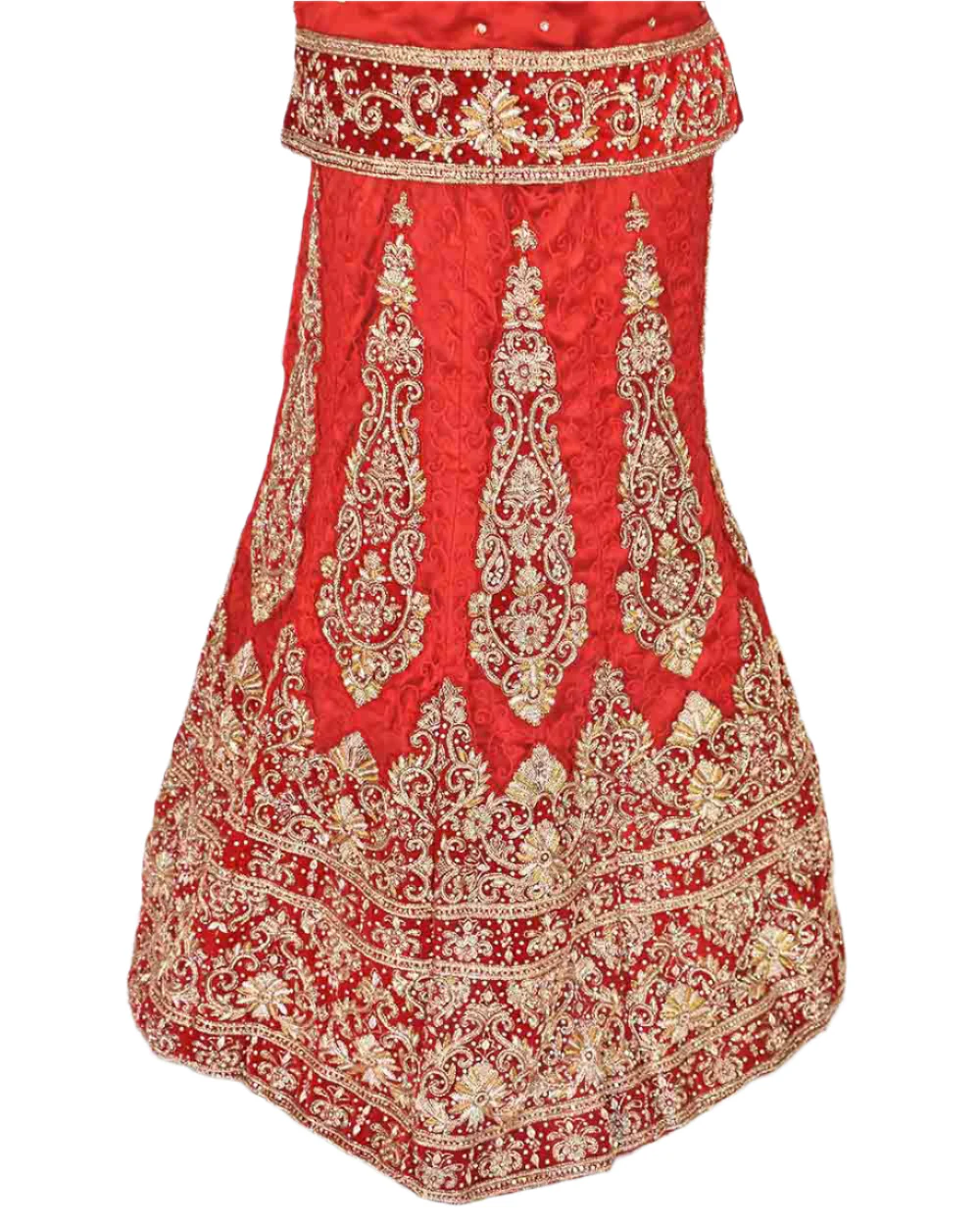 Red 3 Piece Bridal Peplum Lehenga Dupatta Size 12-14 - Image 11
