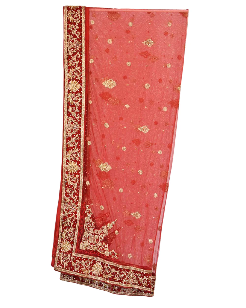 Red 3 Piece Bridal Peplum Lehenga Dupatta Size 12-14 - Image 13