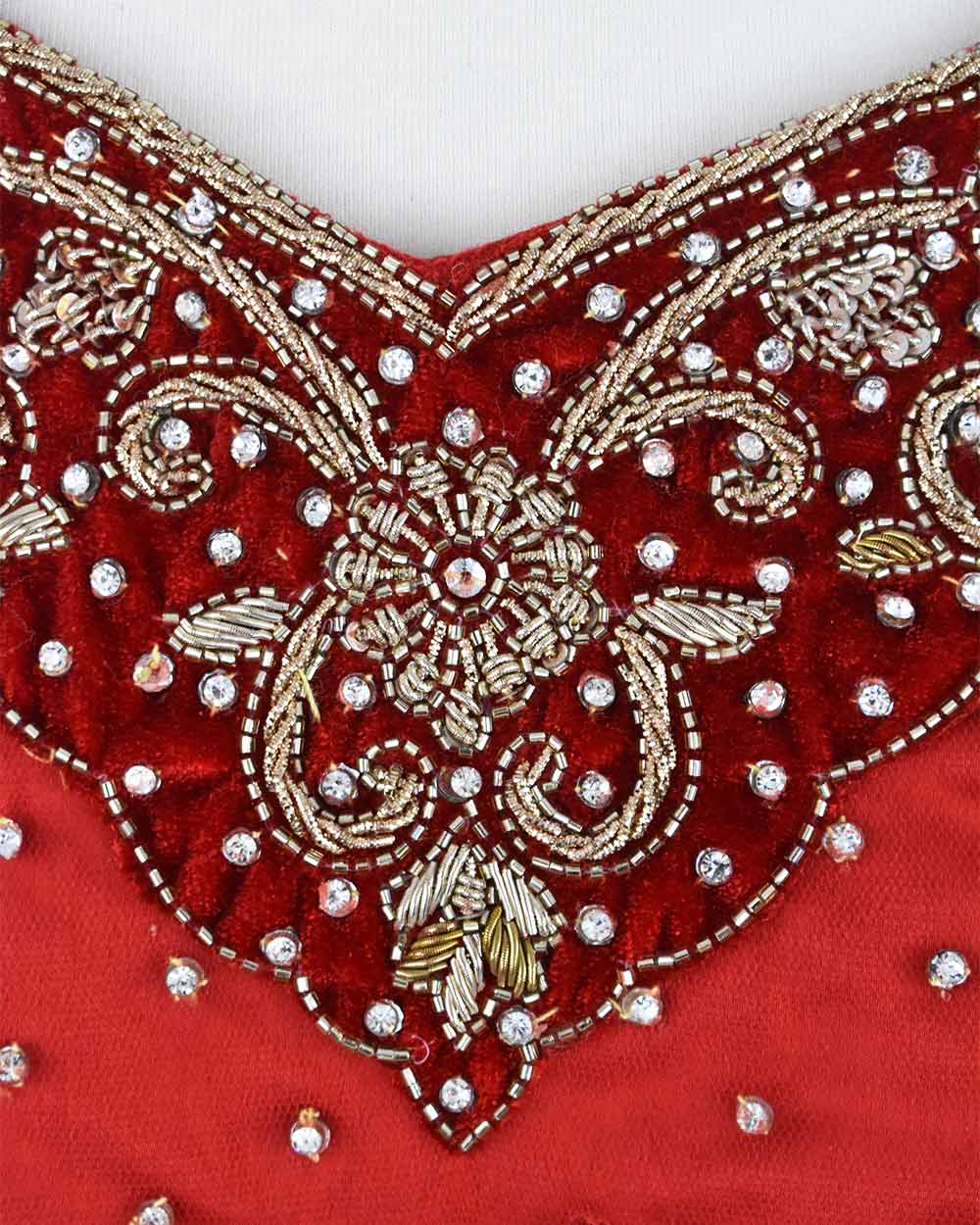 Red 3 Piece Bridal Peplum Lehenga Dupatta Size 12-14 - Image 14