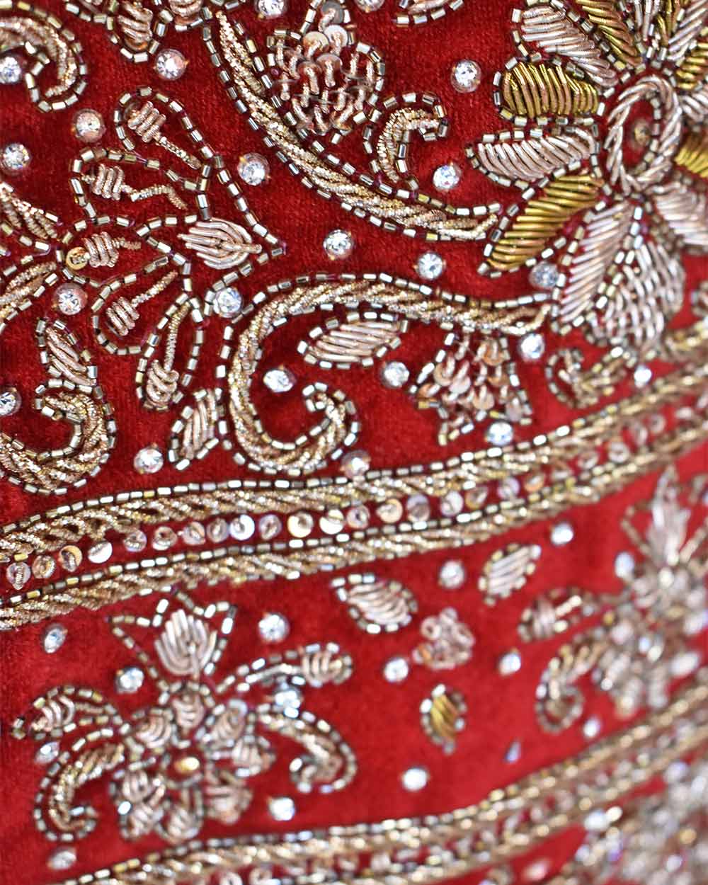 Red 3 Piece Bridal Peplum Lehenga Dupatta Size 12-14 - Image 15