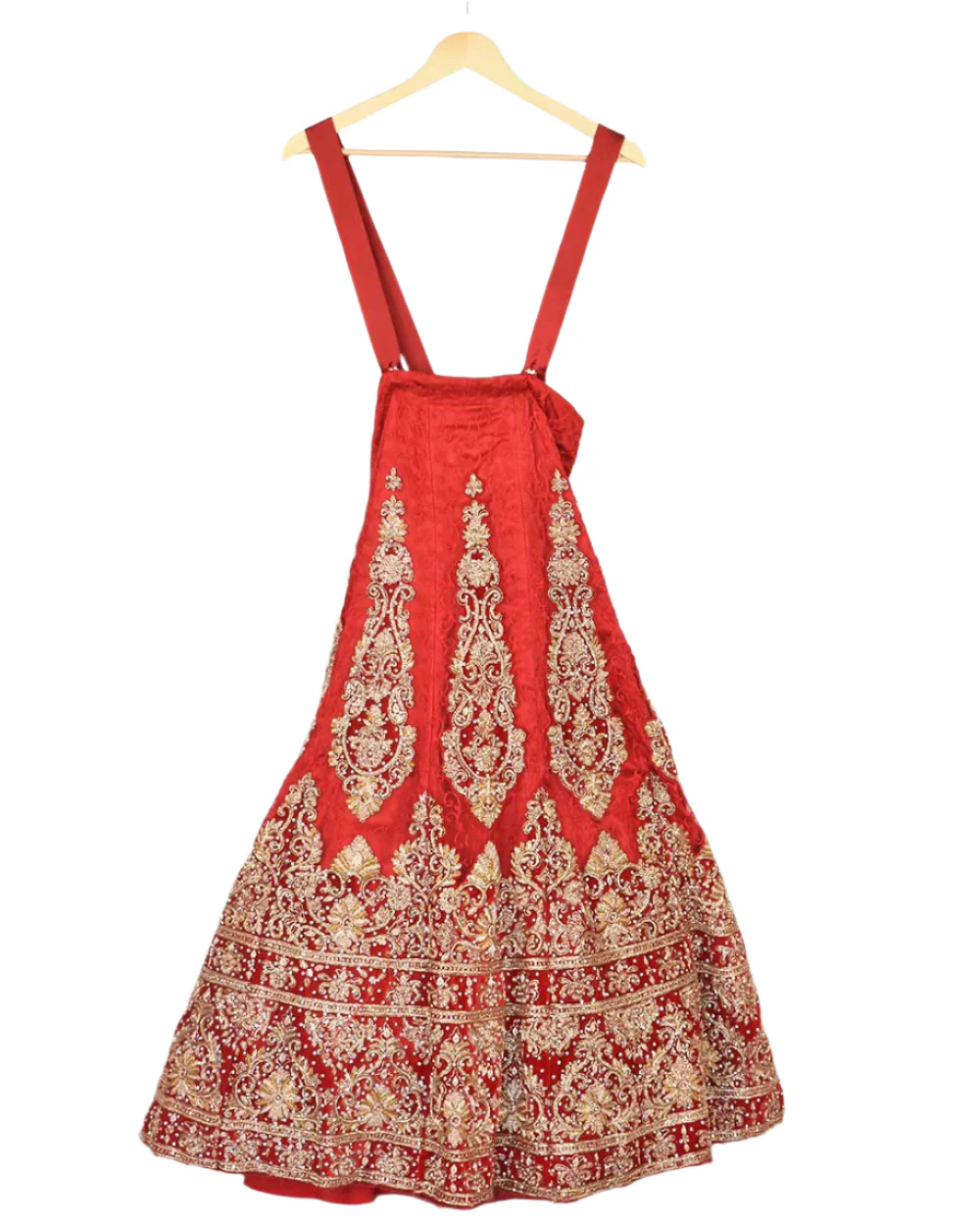 Red 3 Piece Bridal Peplum Lehenga Dupatta Size 12-14 - Image 9