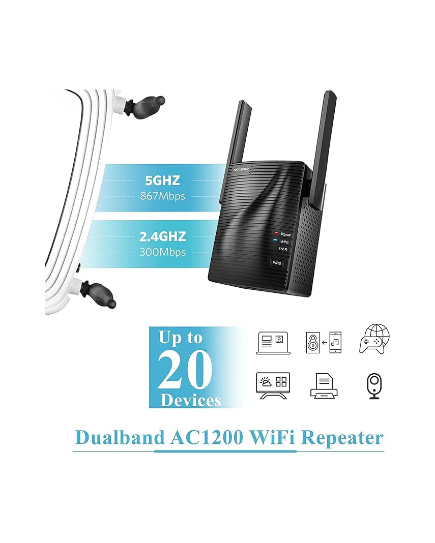 Rockspace AC1200 WiFi Range Extender Dual Band WiFi Boost - Image 4