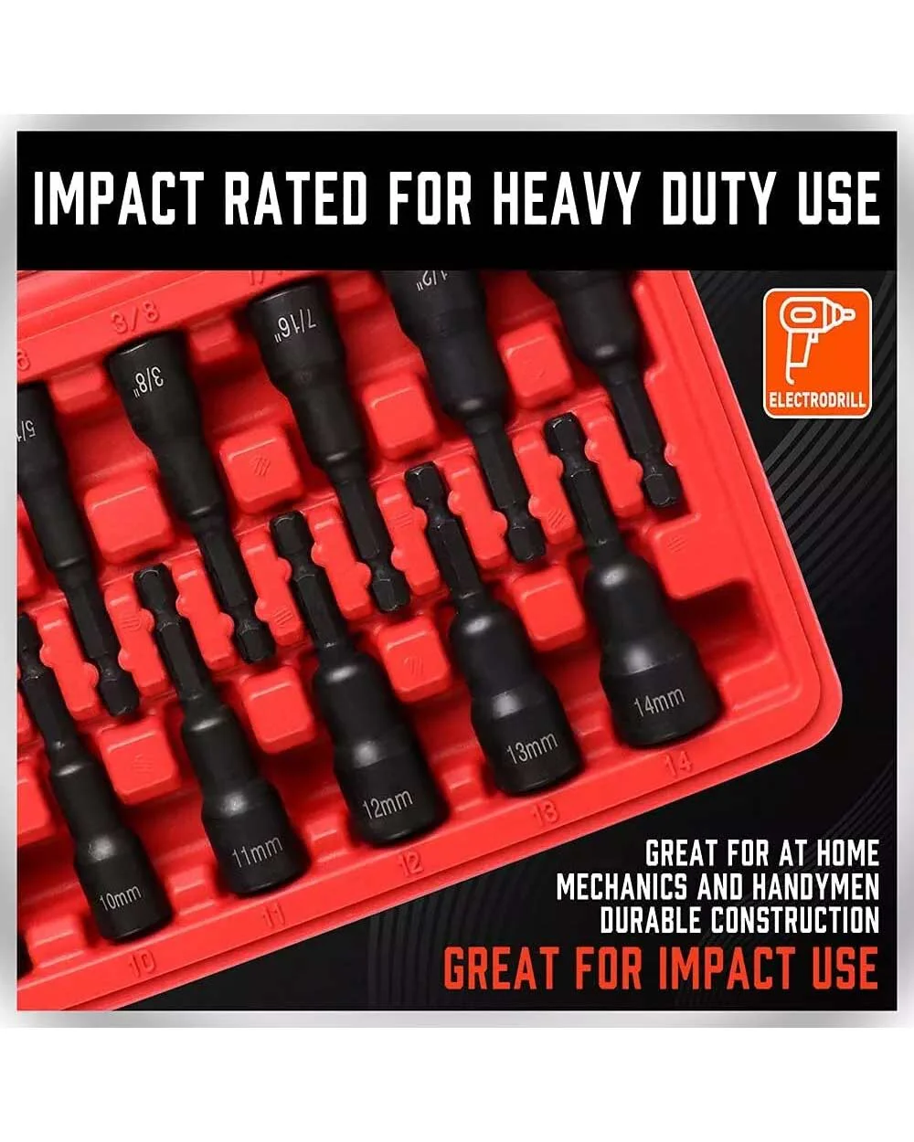 SEDY 12-Piece Magnetic Nut Driver Set 1/4" Quick Change - Image 3