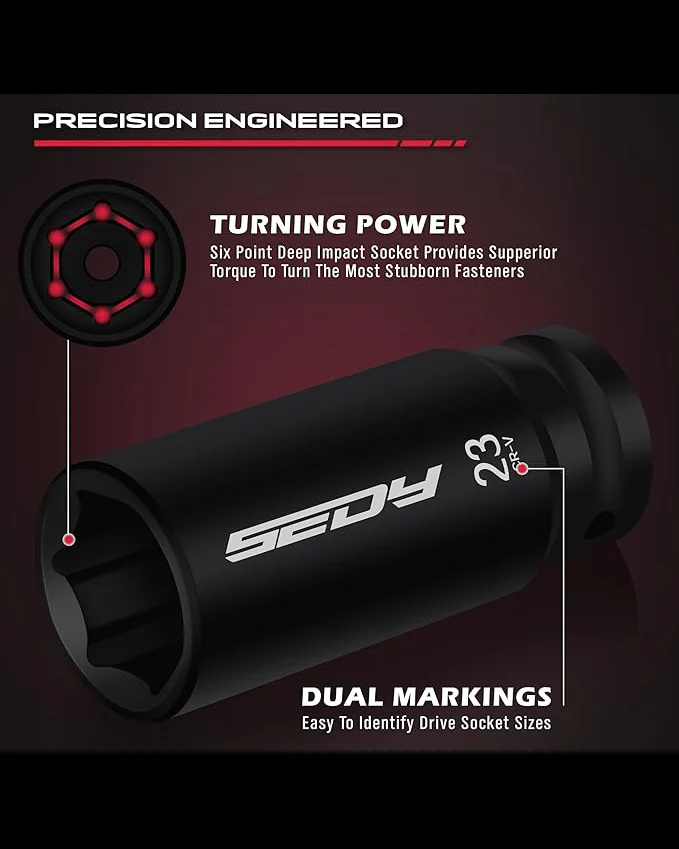 SEDY 29 Piece 1/2" Drive Impact Socket Set 3/8 to 1 inch - Image 7