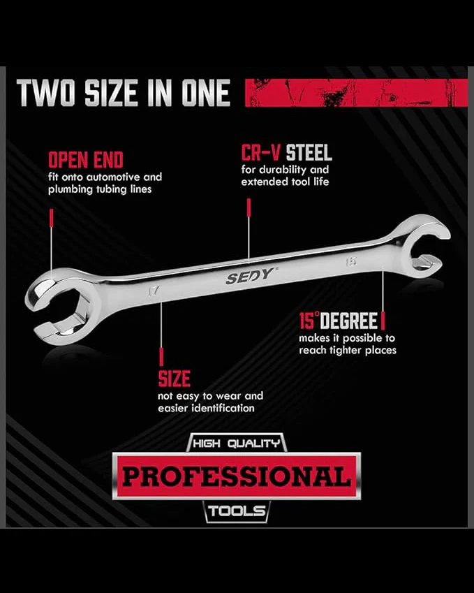 SEDY 4 Piece Set Metric Tubing Wrench with Case - Image 7